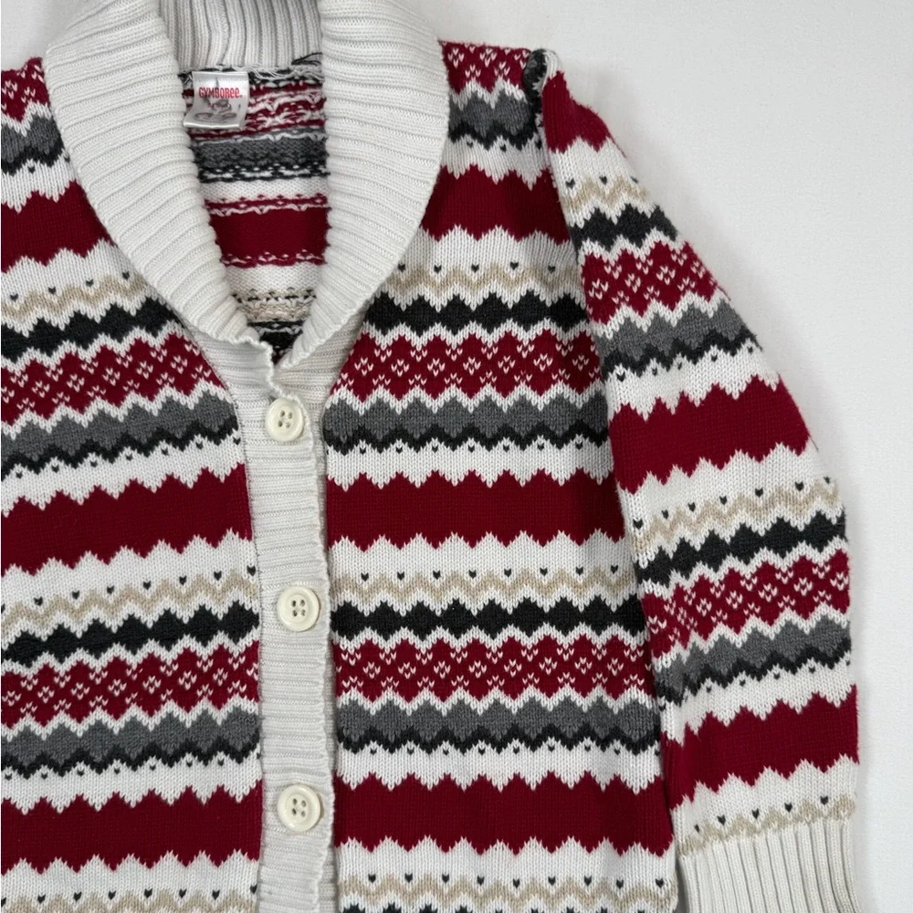 GYMBOREE Girls Fair Isle Knit Cardigan‎ Shawl Collar Holiday Winter S 5/6